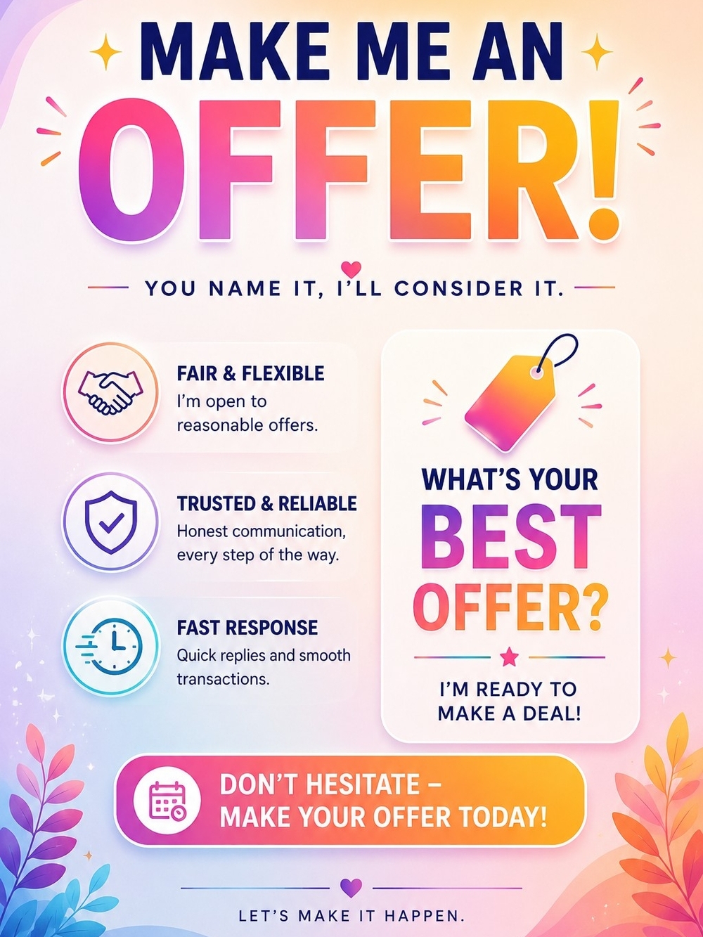 Colorful Make Me An Offer Poster